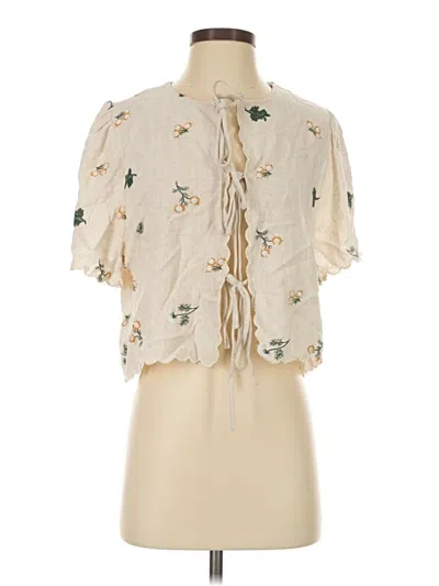 Pre-owned Miou Muse Short Sleeve Blouse In Ivory
