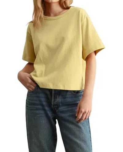 Miou Muse Short Sleeve Linen Top In Lemon In Yellow