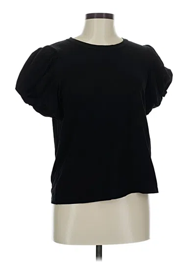 Pre-owned Miou Muse Short Sleeve Top Black Crew Neck Tops