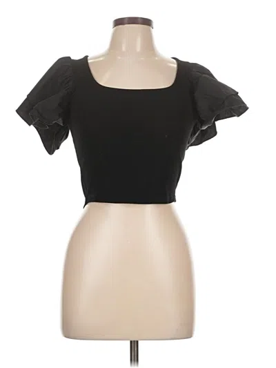 Pre-owned Miou Muse Short Sleeve Top Black Sweetheart Neckline Tops
