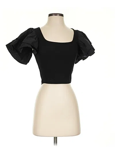 Pre-owned Miou Muse Short Sleeve Top Black Sweetheart Neckline Tops