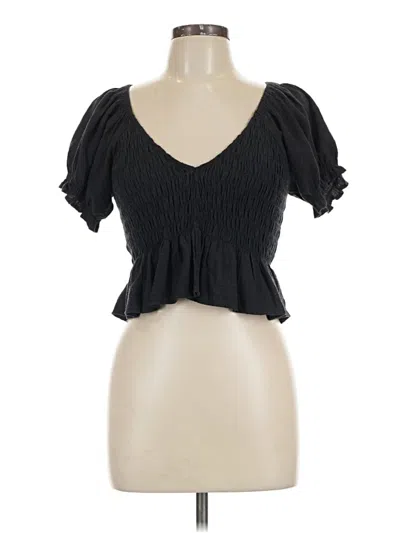Pre-owned Miou Muse Short Sleeve Top Black Sweetheart Neckline Tops