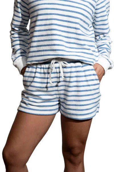 Miou Muse Simona Striped Shorts In Blue