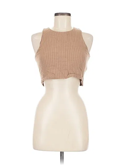 Pre-owned Miou Muse Sleeveless Top Tan Halter Neckline Tops In Brown