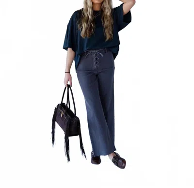 Miou Muse Smokeshow Lace Up Jeans In Black In Multi