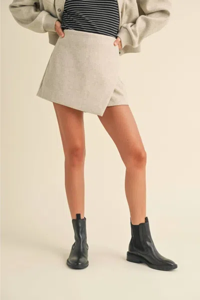 Miou Muse Soft Casual Skort In Oatmeal In White