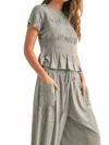 Miou Muse Sophia Smocking Detail Top In Gray In Silver