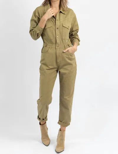 Miou Muse Spellbound Utility Jumpsuit In Washed Olive In Green