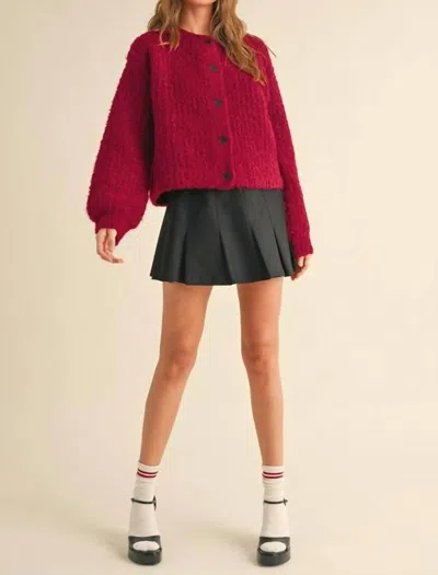Miou Muse Stella Button Up Sweater Cardigan In Red