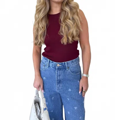 Miou Muse Stella Sleeveless Ribbed Top In Wine In Brown