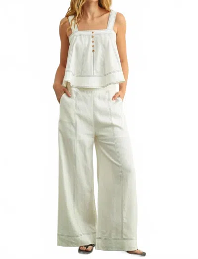 Miou Muse Stitch Detail Sleeveless Top In White