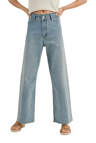 Miou Muse Straight Wide Leg Jean In Light - Med Wash In Gray