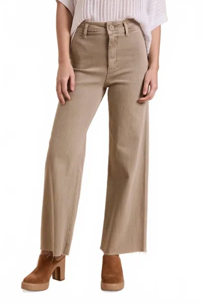 Miou Muse Straight Wide Leg Pants In Stone In Brown