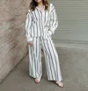 Miou Muse Stripe Button Down Shirt In Green In Green