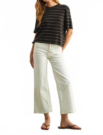 Miou Muse Stripe Cotton Linen Top In Black/white In Multi