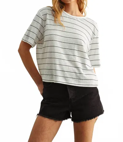Miou Muse Stripe Cotton Linen Top In White/black In Multi