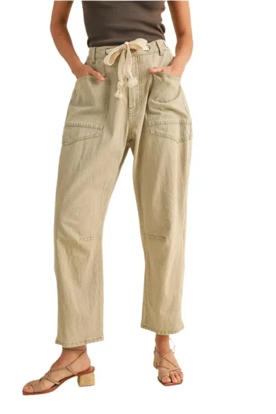 Miou Muse Stripe Cotton Pants In Cream In Neutral