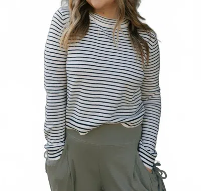 Miou Muse Stripe Knit Top In Navy In Blue