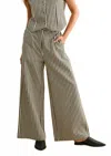 Miou Muse Stripe Wide Leg Pants In Charcoal In Gray