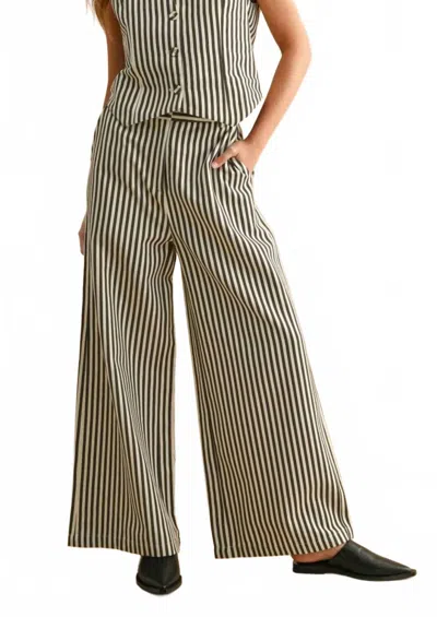 Miou Muse Stripe Wide Leg Pants In Charcoal In Gray