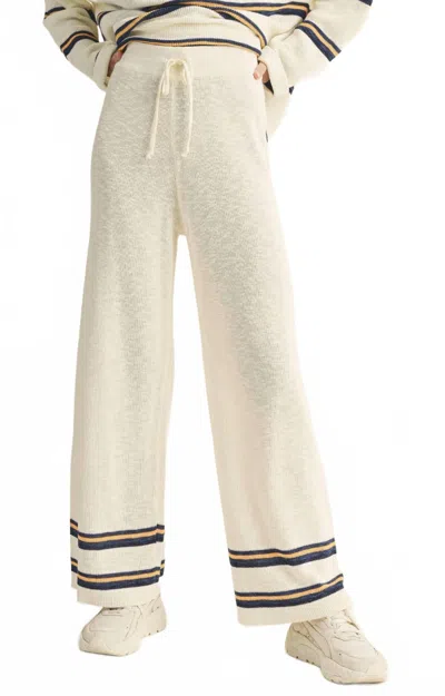 Miou Muse Striped Knit Pants In White