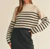Miou Muse Striped Pattern Sweater In Mocha/black In Multi