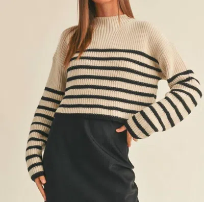 Miou Muse Striped Pattern Sweater In Mocha/black In Multi