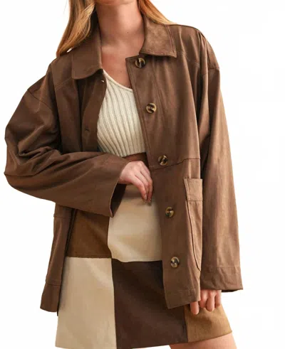 Miou Muse Suede Button Front Jacket In Brown