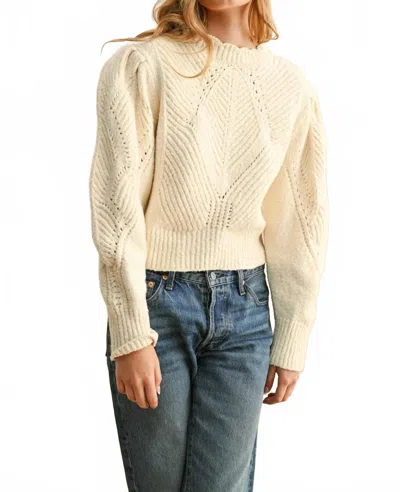 Miou Muse Sweet Creams Puff Shoulder Sweater In White