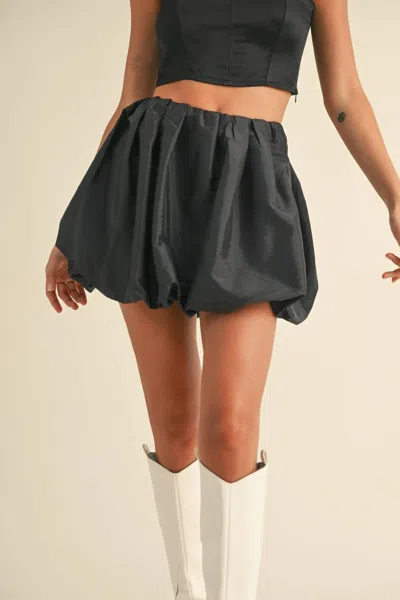 Miou Muse Taffeta Bubble Mini Skirt In Black In Pink