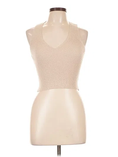 Pre-owned Miou Muse Tank Top Tan Halter Neckline Tops
