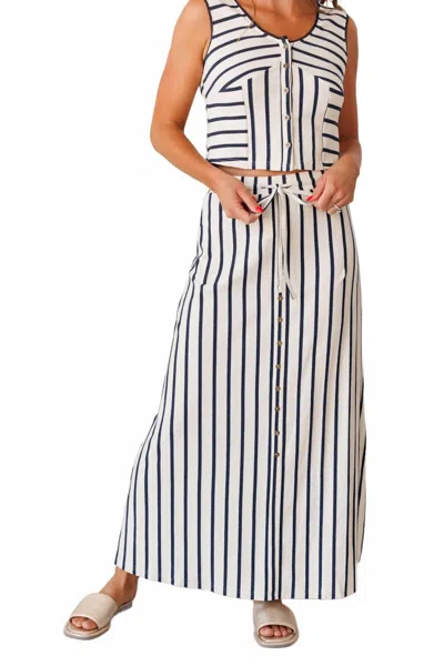 Miou Muse Taylor Striped Skirt In Blue/cream In White