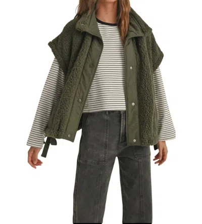 Miou Muse Teddy Vest In Olive In Green