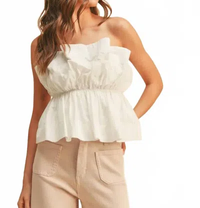 Miou Muse Textured Fabric Tube Top In Off White
