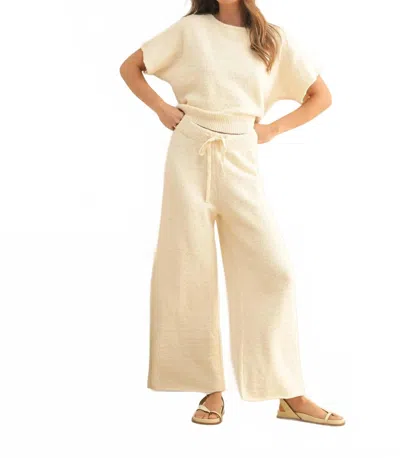 Miou Muse Textured Knitted Pants In Ivory In Multi