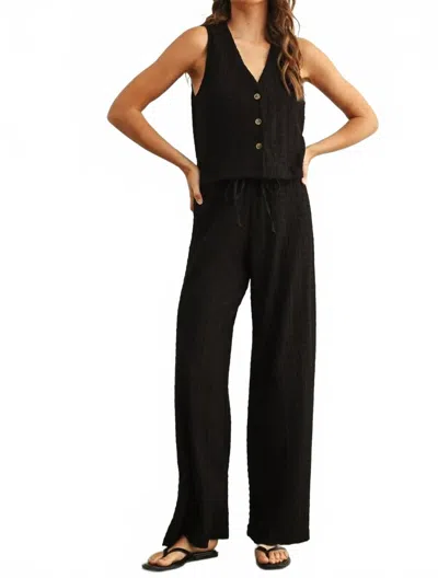 Miou Muse Textured Lightweight Crinkled Texture Waistcoat In Coal In Grey