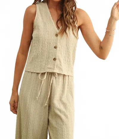 Miou Muse Textured Waistcoat Top In Silt In Multi