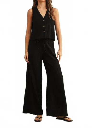 Miou Muse Textured Wide-leg Pant In Coal In Grey
