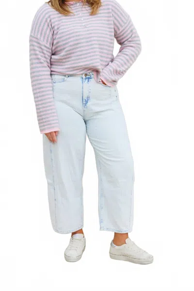 Miou Muse The Bubbly Barrel Jeans In Light Blue