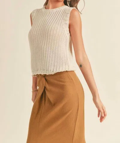 Miou Muse The Sundance Knit Top In Ivory In Multi
