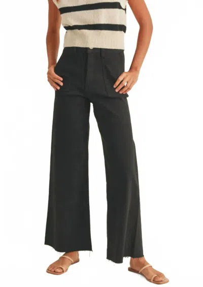 Miou Muse The Terri Cotton Stretch Wide Leg Pants In Black In Green