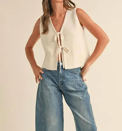 Miou Muse Tie Front Knitted Vest In Beige