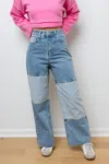 MIOU MUSE TOMMI TWO TONE STRAIGHT LEG JEANS IN DENIM