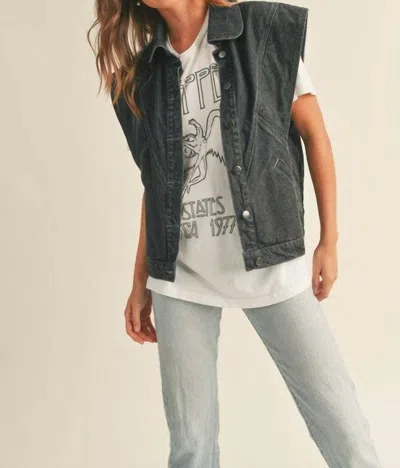 Miou Muse Tupelo Denim Vest In Black