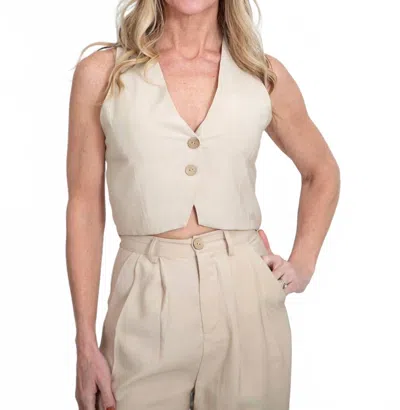 Miou Muse Tuxedo Button Front Vest In Stone In White