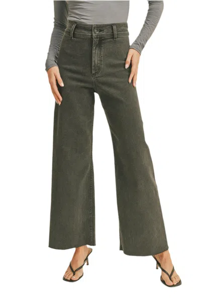 Miou Muse Urban Stroll Straight Wide Leg Jeans In Washed Black In Gray