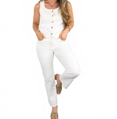 Miou Muse Vanna Knit Vest Top In Cream In White