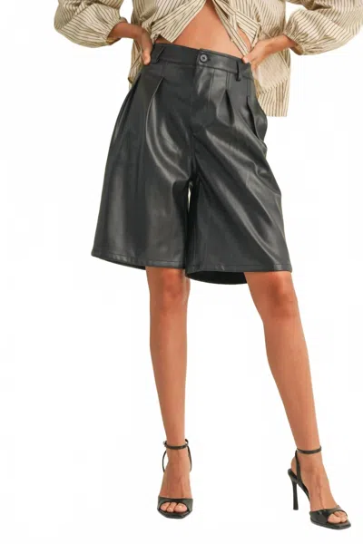Miou Muse Vegan Leather Bermuda Shorts In Grey In Gray