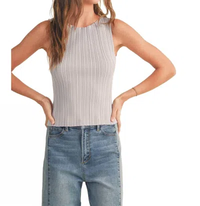 Miou Muse Viscose Ribbed Top In Gray Lilac In Multi