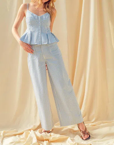 Miou Muse Walk In Faith Pants In Blue & White In Multi